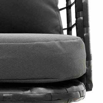 Tuinstoelen 2 st met kussens poly rattan zwart