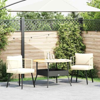Tuinstoelen 2 st met kussens poly rattan naturel