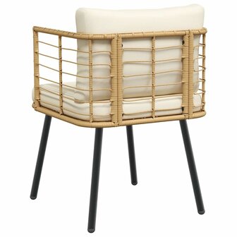 Tuinstoelen 2 st met kussens poly rattan naturel