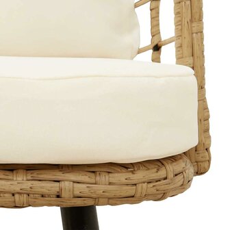 Tuinstoelen 2 st met kussens poly rattan naturel