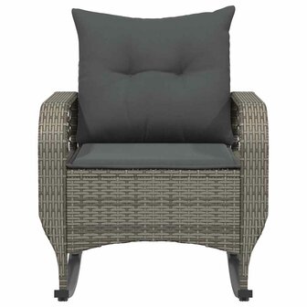 Tuinschommelstoel met kussens poly rattan grijs