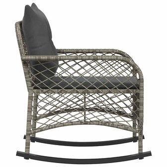 Tuinschommelstoel met kussens poly rattan grijs