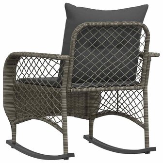 Tuinschommelstoel met kussens poly rattan grijs