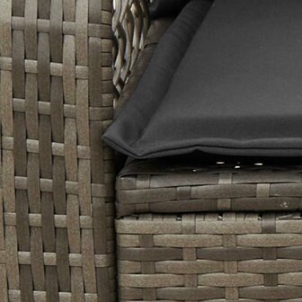 Tuinschommelstoel met kussens poly rattan grijs