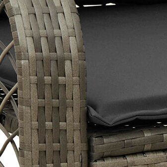 Tuinschommelstoel met kussens poly rattan grijs