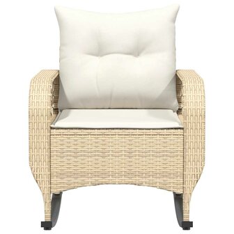 Tuinschommelstoel met kussens poly rattan beige