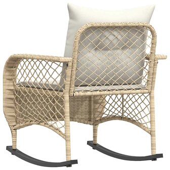 Tuinschommelstoel met kussens poly rattan beige