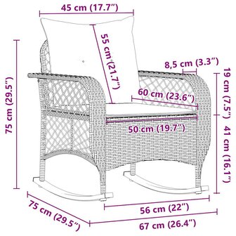 Tuinschommelstoel met kussens poly rattan beige