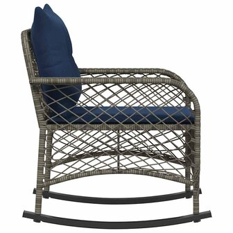 Tuinschommelstoel met kussens poly rattan grijs