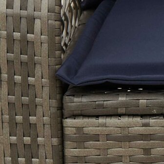 Tuinschommelstoel met kussens poly rattan grijs