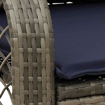 Tuinschommelstoel met kussens poly rattan grijs