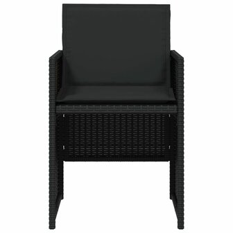 Tuinstoelen 4 st met kussens poly rattan zwart