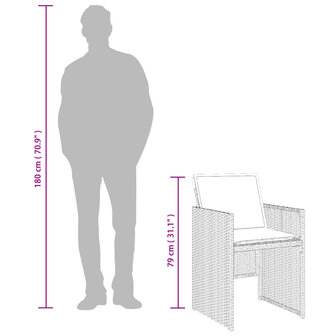 Tuinstoelen 4 st met kussens poly rattan zwart