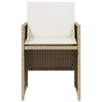 Tuinstoelen 4 st met kussens poly rattan beige
