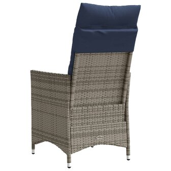 Tuinstoelen 2 st verstelbaar met kussens poly rattan grijs