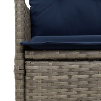 Tuinstoelen 2 st verstelbaar met kussens poly rattan grijs