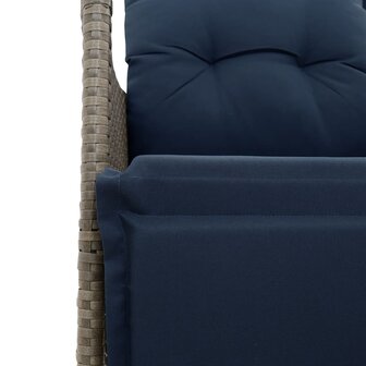 Tuinstoel verstelbaar met kussens poly rattan grijs