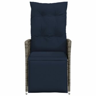 Tuinstoelen 2 st verstelbaar met kussens poly rattan grijs