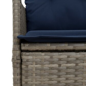 Tuinstoelen 2 st verstelbaar met kussens poly rattan grijs