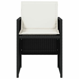 Tuinstoelen 4 st met kussens poly rattan zwart