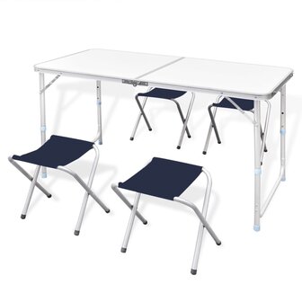 Campingset inklapbaar en verstelbaar 120x60 cm aluminium