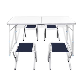 Campingset inklapbaar en verstelbaar 120x60 cm aluminium