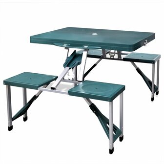 Campingset inklapbaar lichtgewicht 120x60 cm aluminium groen