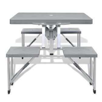 Campingset inklapbaar lichtgewicht 120x60 cm aluminium grijs