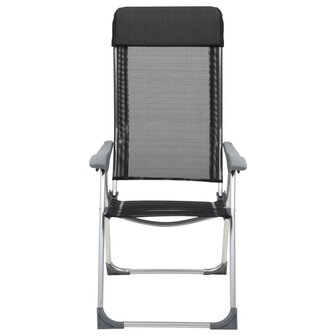 Campingstoelen inklapbaar aluminium zwart 2 st