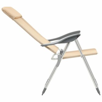 Campingstoelen 2 st inklapbaar aluminium cr&egrave;mewit