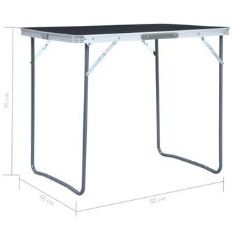 Campingtafel inklapbaar met metalen frame 80x60 cm grijs