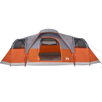 Koepeltent 11-persoons waterdicht grijs en oranje