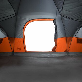 Koepeltent 11-persoons waterdicht grijs en oranje