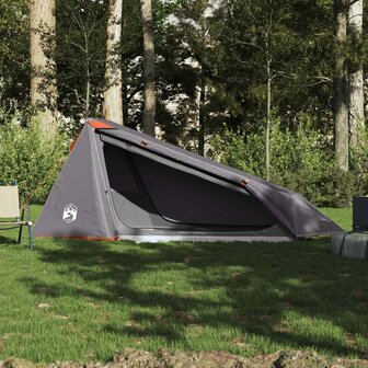 Tunneltent 1-persoons waterdicht grijs en oranje