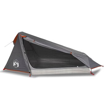 Tunneltent 1-persoons waterdicht grijs en oranje