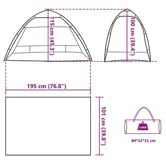 strandtent 2-persoons waterdicht snelontgrendeling grijs
