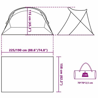 Strandtent 2-persoons pop-up waterdicht zeegroen