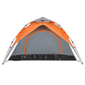 Koepeltent 3-persoons snelontgrendeling grijs en oranje