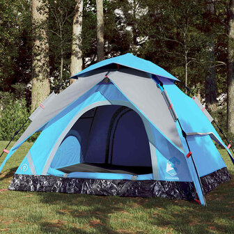 Koepeltent 3-persoons snelontgrendeling blauw