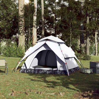 Koepeltent 4-persoons snelontgrendeling verduisterende stof wit