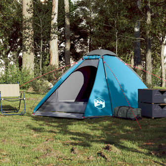 Koepeltent 4-persoons waterdicht blauw