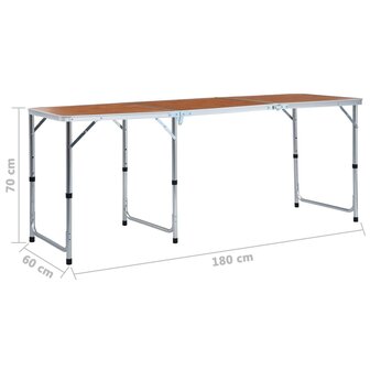 Campingtafel inklapbaar 180x60 cm aluminium