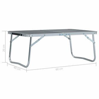 Campingtafel inklapbaar 60x40 cm aluminium grijs