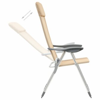 Campingstoelen 4 st inklapbaar aluminium cr&egrave;mewit