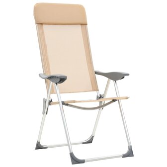 Campingstoelen 4 st inklapbaar aluminium cr&egrave;mewit