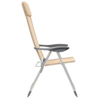 Campingstoelen 4 st inklapbaar aluminium cr&egrave;mewit