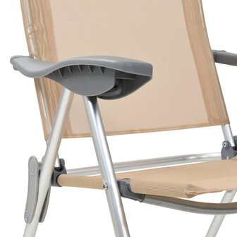 Campingstoelen 4 st inklapbaar aluminium cr&egrave;mewit