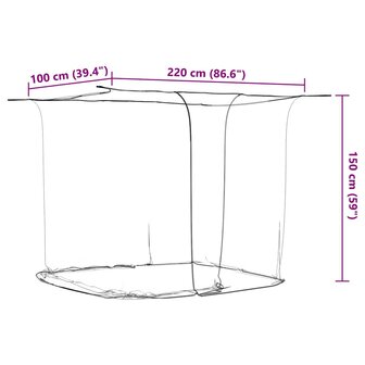 Hangende klamboe 156 gaas 220x100x150 cm wit
