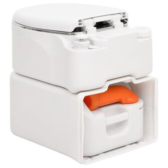Campingtoilet ge&iuml;ntegreerd 24+17 L HDPE en staal wit