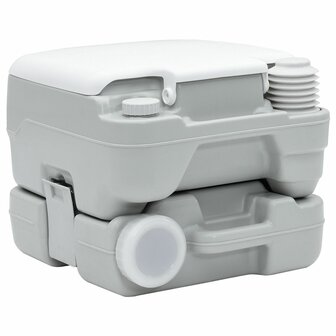 Draagbaar Toilet Grijs &amp; Wit Kunststof 10 L